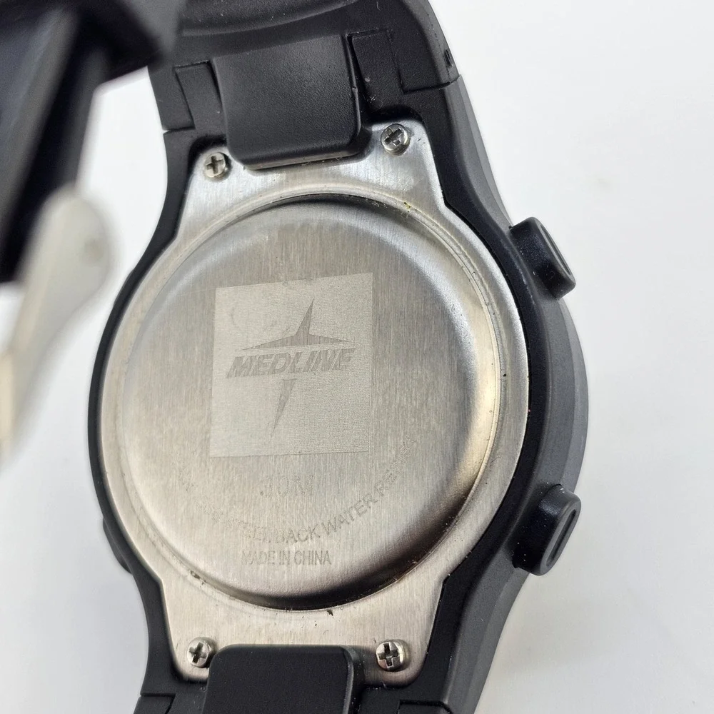 Medline Watch Unisex Black Silver‎ Digital Heart Rate Monitor WR30M New Battery
